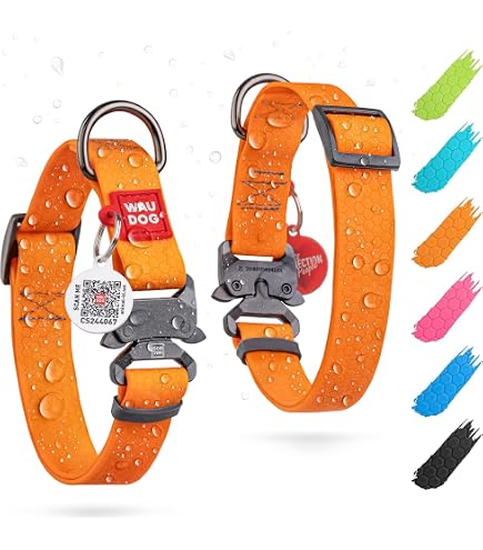 Bio-leine Biothane Hundehalsband Mit Dornschnalle – Wasserabweisend, Für Halsumfang 40–50 Cm, In Orange