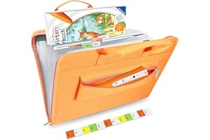 Annmore Tasche für Tiptoi Stift, und für 1-5 Tiptoi Bücher, Transporttasche für TipToi Starterset, Kinder Elektronisches Spielzeug Organizer, Orange, Geburtstagsgeschenk für Mädchen ab 3 Jahren