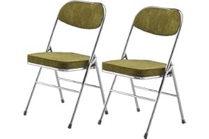 LeChamp 2 Velvet Folding Chair, Set of 2 Folding Office Chairs with Thick Padded Seats, Steel Frame Indoor Visitor Chair Event Chair for Dining Study Living Room Bedroom Green