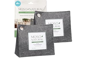 Moso Natural Air Purifying Bag 600 g (lot de 2). Un désodorisant sans odeur pour les cuisines, les chambres, les salons, les zones pour animaux de compagnie. Absorbeur d'odeurs de qualité supérieure