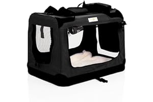 Fabric Dog Crate in Black, XS Size 50cm, Cat Pet Carrier by Cozy Pet Folding Transport Travel Cage Ideal for Dogs, Puppies, Cats, Rabbits, etc. FDC-XS-BLK