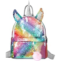 WHSELLER Zaino Carino con Paillette, Reversibile Piccolo Arcobaleno Magico  Zaino Borsa per la Scuola per Ragazze, Zaino da Viaggio alla Moda Sacchetto  Di Scuola Cartoon per Ragazze : Amazon.it: Valigeria