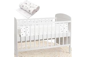 WYSWYG Breathable Mesh Cot Bumper, 2 Pieces of Adjustable Breathable Cot Bumpers for Cot Bumper with Easy Install Velcro for All Sorts of Cribs,170 cm, White