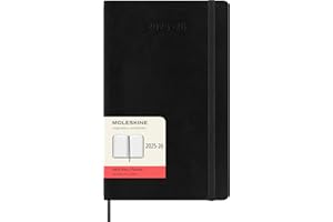 Moleskine Daily Planner 2025-2026, Agenda Giornaliera 18 Mesi con Copertina Morbida e Chiusura Elastica, Formato Large 13 x 21 cm, Colore Nero