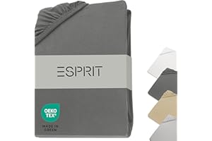 ‎ESPRIT HOME Esprit Bettlaken180x200 Baumwolle Jersey bis Spannbettlaken 200x200 Boxspringbett anthrazit - Luxus Spannbetttuch 200x220cm in Hotelqualität bis 30 cm hohe Matratze - atmungsaktiv & Bedsheets ÖkoTex