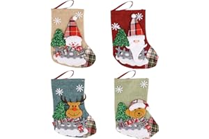 Ailvor Nikolausstrumpf, 4er Set Weihnachtsstrumpf, Nikolausstiefel zum Befüllen, Nikolaussocke Personalisiert für Kamin, Weihnachtsbaum, Wand, Treppe Weihnachtsdeko