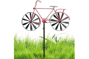 ETESLOT Windrad Fahrrad, Deko Fahrrad Garten, Windrad Garten Metall, Windspiele Für Draußen Stehend, Garten-Windmühlen, Gartenornamente, Frösche, Dekoration