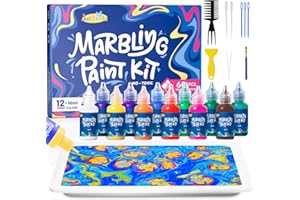 JUPITEARTH Water Marbling Paint for Kids,12 Colours,Arts & Crafts Kits for Kids,Creative Art Supplies for Kids,Aged 3–5,4–8,8–12,Birthday & Christmas Gifts for Girls & Boys