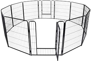 LZQ Wybieg dla szczeniaków, kojec dla szczeniaków, składany, z drzwiami, 12 paneli, każda 80 x 65 cm, dla psów, do mieszkania i ogrodu