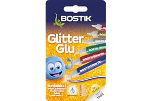 Bostik Glitter Glue Pens for Arts and Crafts, Easy to Use, Less Mess, Washable, Solvent Free, UKCA and CE Approved, 6 Coloured Glue Pens