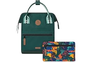 CABAÏA CABAIA - Sac à Dos Adventurer - Déperlant - Compartiment Ordinateur Portable - 2 Poches - Certifié Vegan - Sac Voyage, Affaires, École pour Homme et Femme - Vert/Violet