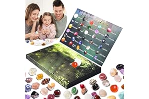 SMD35 Kristalle Heilsteine Set, Edelsteine für Kinder Adventskalender 2025 24 Stück National Geographic Rock Collection Box für Kinder Naturfossilien Set Bergkristall, Healing Crystals (A-Stil)