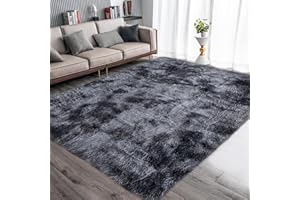 Tinyboy-hbq Tappeto Salotto Shaggy Tappeti a Pelo Lungo,Moderno Soggiorno Camera da Letto Tappeti,Antiscivolo Morbido e Soffice (Grigio Nero, 160 x 200 cm (Rectangular))