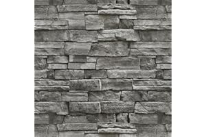 Timeet Selbstklebende Tapete Steinoptik Grau Backstein Steintapete Ziegel Klebefolie Muster Stein Wasserfest Wandaufkleber Klebetapete Abnehmbar Vinyl Folie für Wand, Küche, Kamin 44x300cm