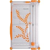 Fiskars SureCut Papierschneidemaschine, A4, Große Schneidemaschine mit Schnittlinienführung, 1003758, Weiß / Orange