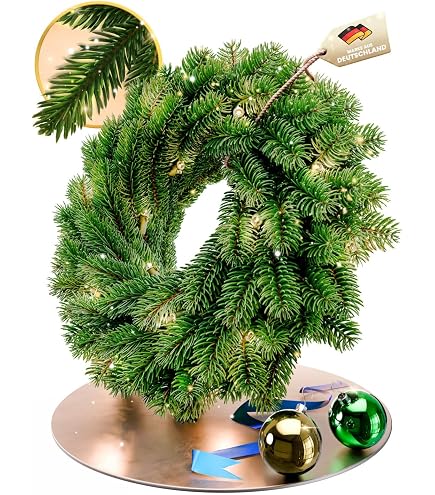 Künstlicher Edel-Adventskranz auf Strohkern, beidseitig gebunden (ca. 62 cm) Küche, Haushalt & Wohnen