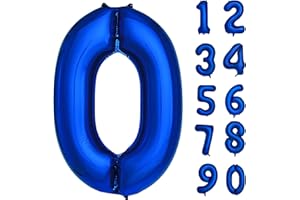 JARTTY Palloncini Numero 0 Blu (102cm), Palloncino Compleanno 10 20 30 40 50 60 70 80 90 Anni, Numeri Gonfiabili Compleanno Grandi, Palloncino Numero Foil Gigante