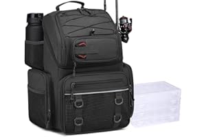 FRETHIND Angelrucksack mit 4 Boxen 50L Angeltasche mit Kühlfach & Rutenhalter wasserabweisend Angelzubehör Rucksack für Angeln Camping Wandern