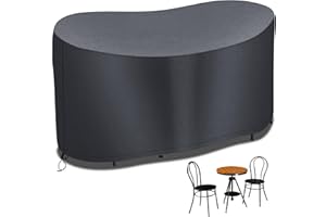 RICHIE Small Bistro Set Cover, 146 * 70 * 80cm Waterproof Outdoor Garden Patio Furniture Set Cover, 600D Oxford Fabric Outdoor Bistro Table Cover, Windproof Anti-UV Patio Table Set Cover-Gray