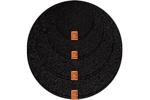 ‎MIQIO Design Filz Untersetzer rund für Vasen BZW Getränkeuntersetzer - 8er Set - 10 cm/ 15cm / 20 cm / 25cm - Filzuntersetzer in schwarz für Getränke, Tassen, Bar, Glas - Premium Tischuntersetzer