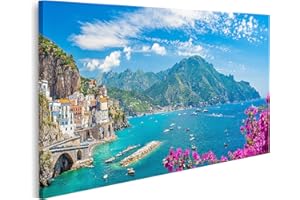 islandburner Tableau sur Toile Paysage De La Côte Amalfitaine Atrani Ville Célèbre en Italie Cadre Affiche Poster Murale Tableaux