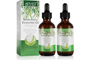 PEPHUCA Huile de romarin pour la croissance des cheveux (60MLx2Packs) - Huile essentielle naturelle de romarin de première qualité pour les cheveux secs et abîmés des femmes et des hommes