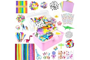 ZEIZHUBN Arts and Crafts Supplies for Kids Crafts Kit with Pipe Cleaners DIY Crafts for Kids Art School Supplies Materials All in Crafting Box Craft Supply Set Gifts for Kid Girls Boys Age 4-8, 8-12