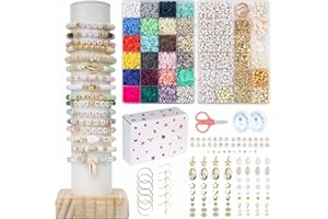 Perles Plates pour Bracelet, 7200+ Perles Heishi de Argile de 6mm, 2 Boîtes DIY Kit pour Bijoux, avec Lettres, Chiffres, Anneaux d'amour Collier Cadeau pour Enfant Adulte