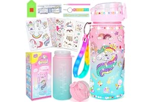 GZCY Decora tus propios kits de botellas de agua para niñas de 4 a 12 años, gemas de unicornio, manualidades de pintura de diamantes, kits de arte y manualidades, juguetes de unicornio, regalos de