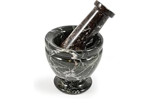 BRITISH FOSSILS Mini Black Marble Pestle & Mortar - Handmade in the Foothills of the Himalayas