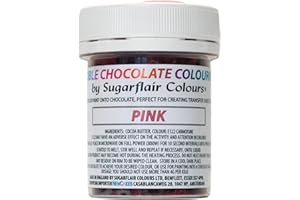 SUGARFLAIR COLOURS Sugarflair colorante al cioccolato rosa - burro di cacao colorato per colorare il cioccolato o dipingere direttamente sul cioccolato, trasferire fogli o stampi - 35g