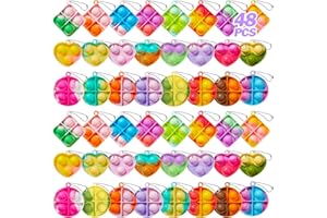 TOANWOD 48 PCS Party Bag Fillers for Kids: Easter Stocking Fillers Fidget Toys Pop Keyring - Eve Box Fillers Bulk Kids Party Favours - Birthday Gifts Class Prize for Girls Boys Unisex