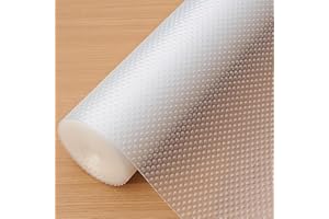 Hersvin 50cmx600cm Plastico Protector para Cocina Cajones, Alfombras Non Adhesivo para Nevera Mueble Fregadero Estante Organizador Cubiertos EVA Cubre Encimera(Transparente Punto)