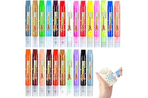 XSHAO® 24 Pcs Candle Pen Set, Crayons de Cire pour Bougies 24 Couleurs de 10 ml, Stylos à Cire pour Bougies pour Peinture DIY/Peinture Sur Céramique