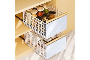 Lureon 2 Pacchi Cassetti Estraibili per Cucina, Cassetti Estraibili con Adesivo, Organizer Per Mobili Per Mobili, Cassetto Estraibile Cucina, Cassetto Della Senza Foratura Chiodatura