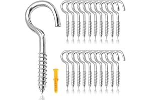 Rhimooay Schraubhaken Klein 304 Edelstahl 20 Stück, Hakenschrauben mit Gewinde, Haken zum Schrauben, Gewindehaken, Einschraubhaken Robuste Rostfrei Becherhaken（M3-40mm）