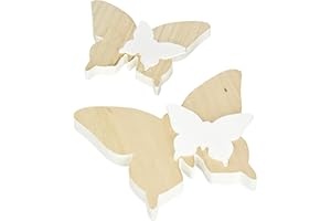 HEITMANN DECO 66288 2 Schmetterlinge aus Holz mit kleinen Schmetterlingen - Dekofiguren als Oster- und Frühlingsdeko - Natur, Weiß,21 X 2,5 X 16,5 Cm
