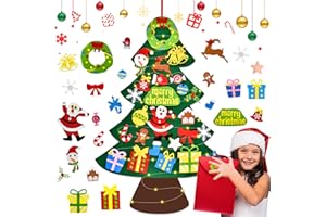 DAZSPIRIT Feutre Arbre De Noël en Feutre DIY pour Enfants, 3.28ft Sapin Feutrine A Decorer, avec 25Pcs Ornements, Sapins De Noël Décoration pour Murales Fenêtre Porte