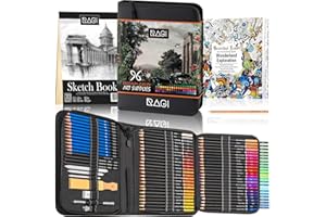 RAGI Profesjonalne Kredki i Ołówki – Zestaw 100 Elementów – Przybory Artystyczne do Rysowa-nia i Szkicowania dla Dorosłych – Czarny Piórnik z Wyposażeniem, Kredki Ołówkowe z Dużą Ilo-ścią Pigmentu