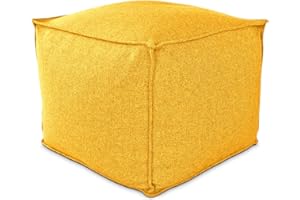Deshome - Pouf poggiapiedi 60x60x50 cm idrorepellente con imbottitura sfoderabile per esterno interno: Puff design per divano soggiorno camera da letto, Puff, Pouffe salotto Light Pouf (Giallo sole)