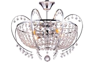 ‎LEWIMA Deckenlampe Kristall Glas Kronleuchter Deckenleuchte Lüster Beleuchtung Wohnzimmer klassisch Design 48cm 8 Arm 4xE14 Fassungen