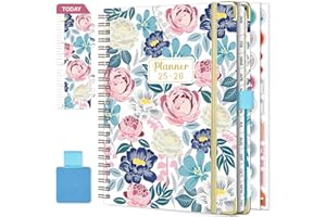 NEYSA Agenda Settimanale 2025 2026 Spirale Luglio 2025 - Giugno 2026 (12 mesi) A5 School Planner con Passante per Penna, Righello Segnalibro e Adesivi per piani (Rosa)