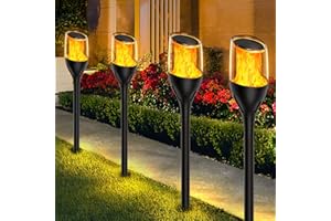 HAUSBELL 4 Stück Solarlampen für Außen Garten, Fackel Solarleuchten Garten mit Realistischen Flammeneffekt, IP65 Wasserdicht Solarleuchten für Außen, Rasen, Terrasse, Blakon