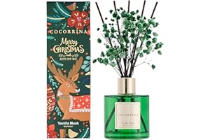 COCORRÍNA Raumduft mit 8 Duftstäbchen 200ml- Vanilla Musk, Natürlich, Langanhaltend, Home Duft ätherisches Öl Reed Diffuser für Badezimmer Regal Dekoration