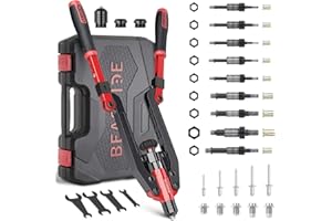 Rivettatrice Manuale 2 in 1 con 70 Dadi per Rivetti, 21 pollici Rivettatrice per Inserti Filettati Doppio Manico Lungo Super Facile, Beaspire Attrezzo per Dadi Rivetti Set