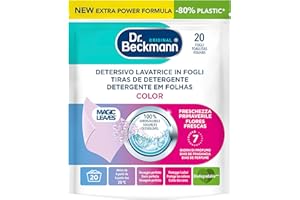 Dr. Beckmann MAGIC LEAVES Detersivo Lavatrice in fogli CAPI COLORATI | Facile da usare, facile da riporre & da trasportare | 20 fogli