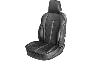Walser Car seat cover Kimi, universal seat cover and protective pad in black - grey, seat protector for cars and vanss in racing look design