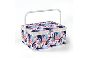 NOTIONSLAND Sewing Baskets for Home, Large Sewing Box for Storage and Organisation, Sewing Basket with Accessories, Gift for Christmas, Thanksgiving, Mother's Day (Colourful Geometric)