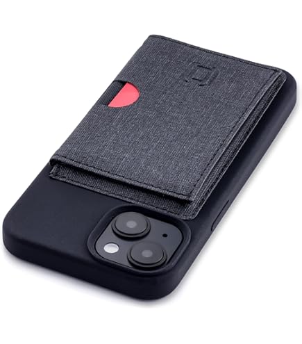 Dockem Étui Pour Cartes En Cuir Véritable Pour IPhone 15 Pro Avec Plaque Métallique Intégrée Pour Montage Magnétique, Portefeuille Cousu Avec 2 Poches Pour Cartes De Crédit (Noir, M2GL