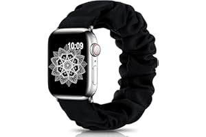 DigiHero Compatible for Apple Watch Straps Scrunchie 40mm 42mm 44mm 41mm 38mm 45mm 46mm, Soft Printed Elastic Solo Loop Straps Women Compatible with iwatch Series 11 10 9 8 7 6 5 4, SE 3 2 1,Black